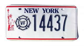York Statue Of Liberty Volunteer Firefighter License Plate Vfd 14437