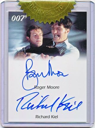 James Bond 50th Anniversary Series 2 Roger Moore Richard Kiel Dual Autograph Qty