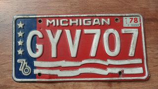 Vintage 1976 Michigan License Plate Auto Car Bicentennial Plate