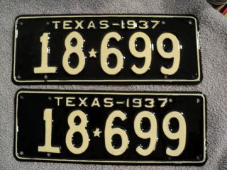 Restored 1937 Texas License Plates