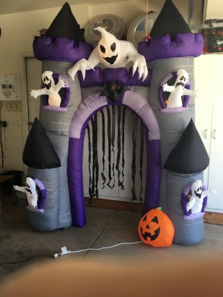 Gemmy 9’ Halloween Airblown Inflatable Haunted House Archway W/ghost & Org Box