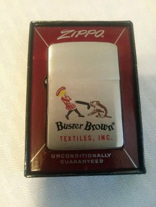 Rare.  Zippo Buster Brown Textiles Inc Zippo Lighter