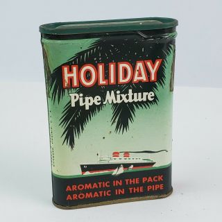 Vintage Holiday Pipe Mixture Tobacco Tin Pocket Size Vg