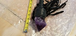 Amethyst wand with Pyrite.  Leather wrapped.  One of a kind item. 2
