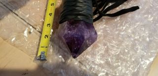 Amethyst wand with Pyrite.  Leather wrapped.  One of a kind item. 3