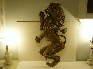 Wall Hanging Cast Aluminum Lion 32 Inches High Over One Foot Wide