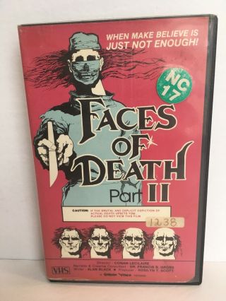 FACES OF DEATH PT.  2 VHS HORROR RARE CULT BANNED IN 46 COUNTRIES Former Rental 2