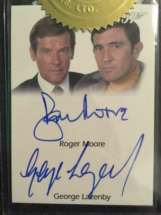 James Bond Heroes & Villains Roger Moore & George Lazenby Dual Autograph Card