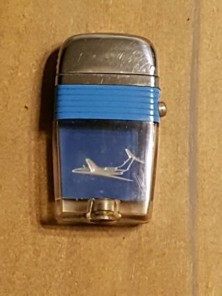 Vintage Scripto Vu - Lighter - Airplane - Boeing 757? - Blue Band