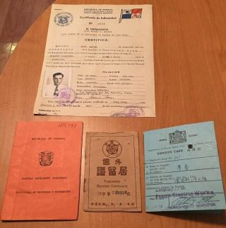 Hong Kong Identity Card 1950,  China? Foreigners Resident Certificate 1940,  Etc.