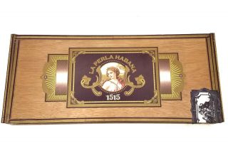 La Perla Habana 1515 Wooden Cigar Box W/ Wood Cigar Holder Insert.  16.  5 " Long
