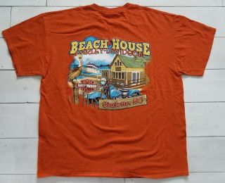 Beach House Harley Davidson Motorcycle T Shirt Shallotte NC Pelican Pier Boat XL 2