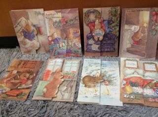8 - Gordon Fraser Fold Out Display 3d Die Cut Rabbit Christmas Cards Incredible