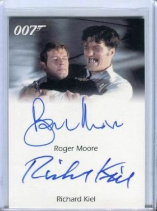 James Bond 50th Anniversary 2 Roger Moore & Richard Kiel Dual Autograph Card