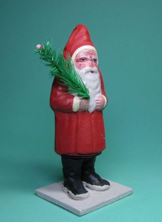 Rare Antique Red Santa Christmas Papermache Candy Container Made In Germany 1930