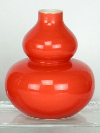 Coral Glazed Porcelain Small Double Gourd Vase