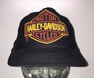Harley Davidson Motor Cycles Mens Black Snapback Hat Vintage