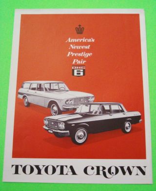 Scarce 1966 Toyota Crown Ohc - 6 B&w And 1 - Color Folder Brochure Xlnt,
