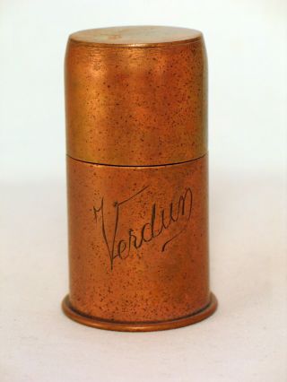 Wwi Trench Art Artillery Shell Lighter Marked Verdun