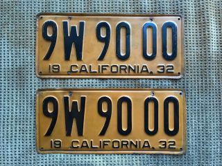 1932 California License Plates Dmv Clear Matched Pair