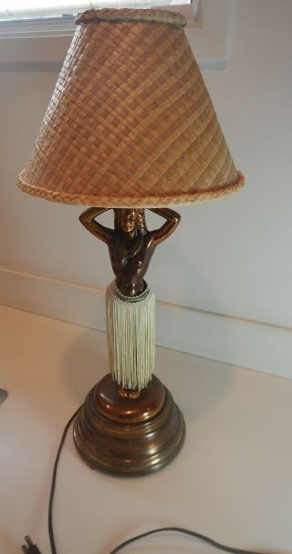 Bronze Hula Girl Lamp Dodge Inc 1940s Hawaiiana