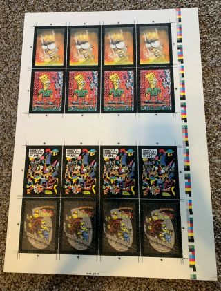 1994 Skybox Simpsons Arty Art Insert Chase Cards Set Factory Uncut Sheet Rare