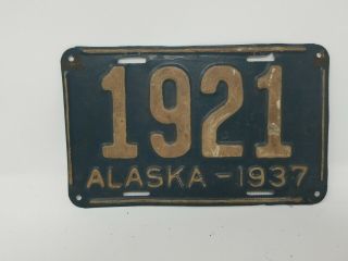 1937 Alaska License Plate