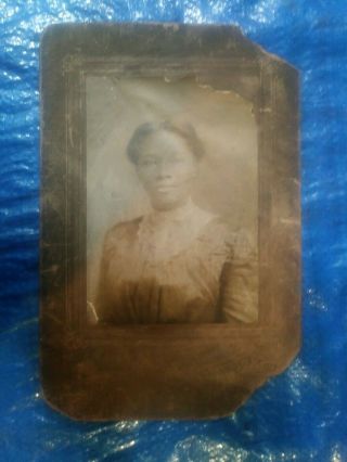 Antique Photograph African American Lady With A Dress.