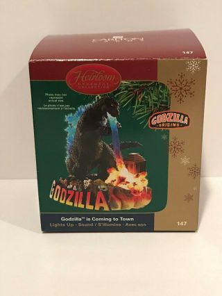 Godzilla Is Coming To Town Lights Up Sound Ornament By Carlton Cards