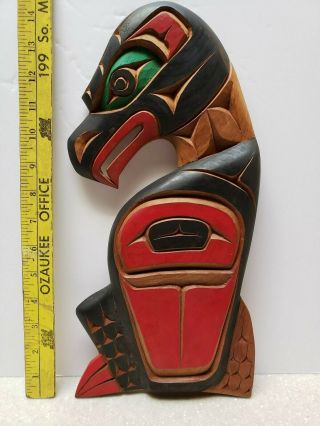 Northwest Coast Hand Carved And Painted Cedar " Eagle " Plaque