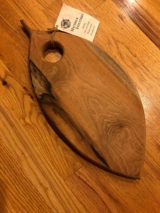 Vintage Handcrafted In Oregon Myrtlewood Breadboard Leaf Shape