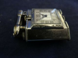 Rare Vintage 1928 Art Deco Triangle Lift Arm Cigarette Lighter With Clock 7