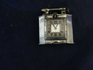 Rare Vintage 1928 Art Deco Triangle Lift Arm Cigarette Lighter With Clock 8