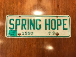 Spring Hope North Carolina City License Plate Tax Tag Nc Topper Plate