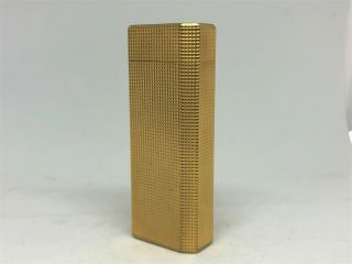 Auth Cartier Must De K18 Gold - Plated Checkered Pentagon 5 - Sided Lighter Gold