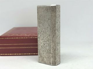 Auth Cartier Must De Brushed Bark Pattern Pentagon 5 - Sided Lighter Silver W Case