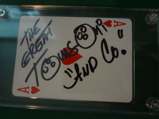Magician Johnny Thompson,  The Great Tomsoni Autographed Playing Card