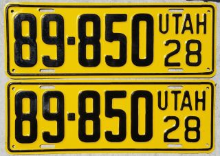 1928 Utah License Plates Pair With Wrapper - Ford Model A