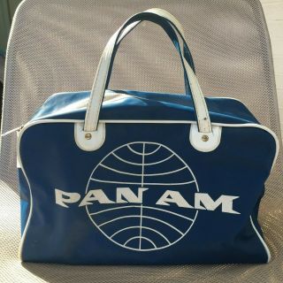 Vintage Pan Am Blue Airline Vintage Travel Overnight Weekend Carry On Cabin Bag
