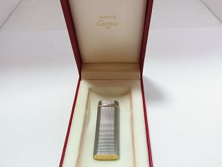 Cartier Paris Gas Lighter Gold Trinity Oval Silver Plated Auth Swiss W/box