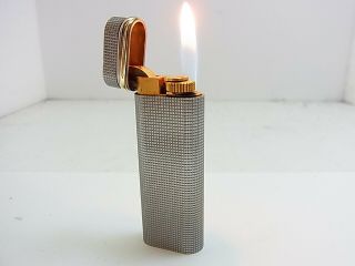 Cartier Paris Gas Lighter Gold Trinity Oval Silver Plated Auth Swiss W/Box 2