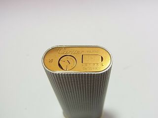 Cartier Paris Gas Lighter Gold Trinity Oval Silver Plated Auth Swiss W/Box 7