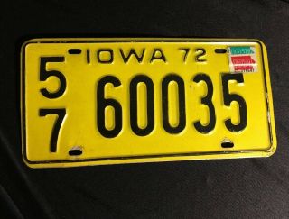 1972 Vintage Iowa License Plate Linn County 57 - 60035