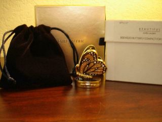 Rare Estee Lauder Bejeweled Butterfly Monarch Solid Perfume Compact