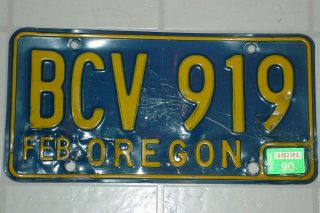 February 1990 Oregon License Plate Bcv 919