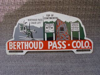 Berthoud Pass Colorado Vacation Skiing Souvenir Metal License Plate Topper Sign