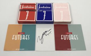 Cardistry Set Fontaine.  Very Rare Blue Red Pink,  Stickers/ Signed Card