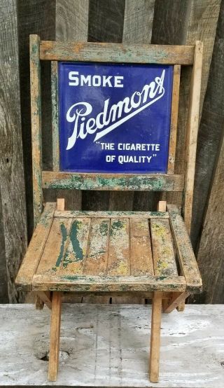 Piedmont Tobacco Chair,  Double Sided Porcelain Advertising,  Smoke 1940s.  Rare