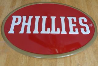 Phillies Cigar Large Oval Shape Retail Tobacco Store Metal Tin Hanging Sign