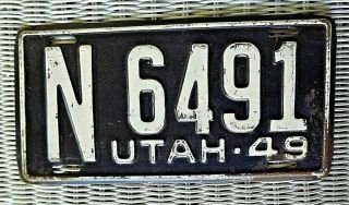 1949 Utah License Plate / N 6491